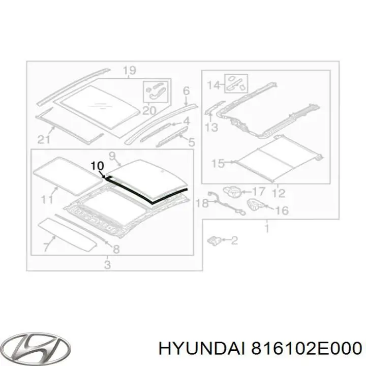 Стекло крыши Hyundai/Kia 816102E000 цена, от 63.35 USD