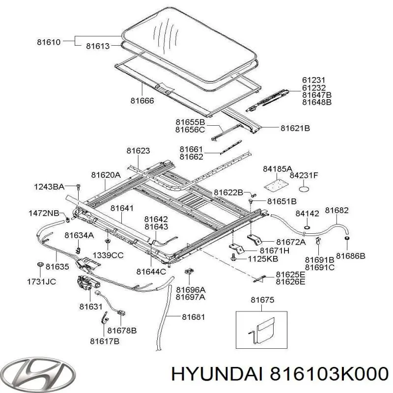 Крышка люка крыши на Hyundai Sonata NF