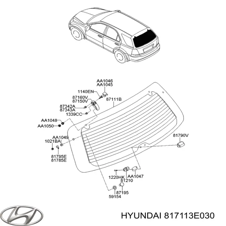 817113E030 Hyundai/Kia стекло багажника двери 3/5-й задней (ляды)