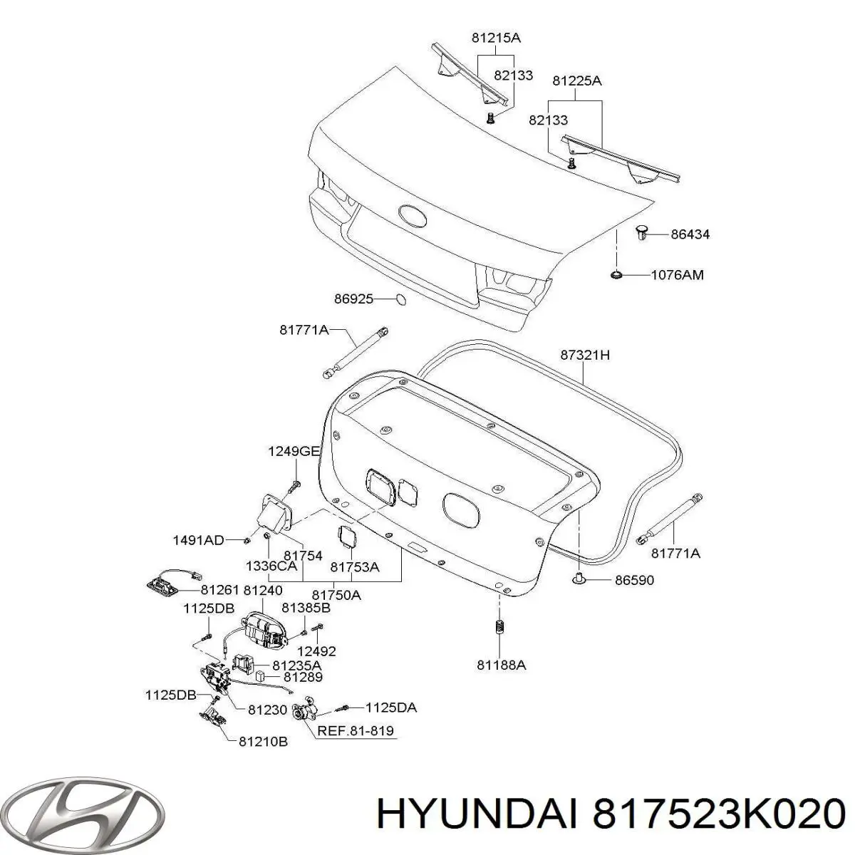 Пластик пятой двери Hyundai/Kia 817523K020 цена, от 27.93 USD