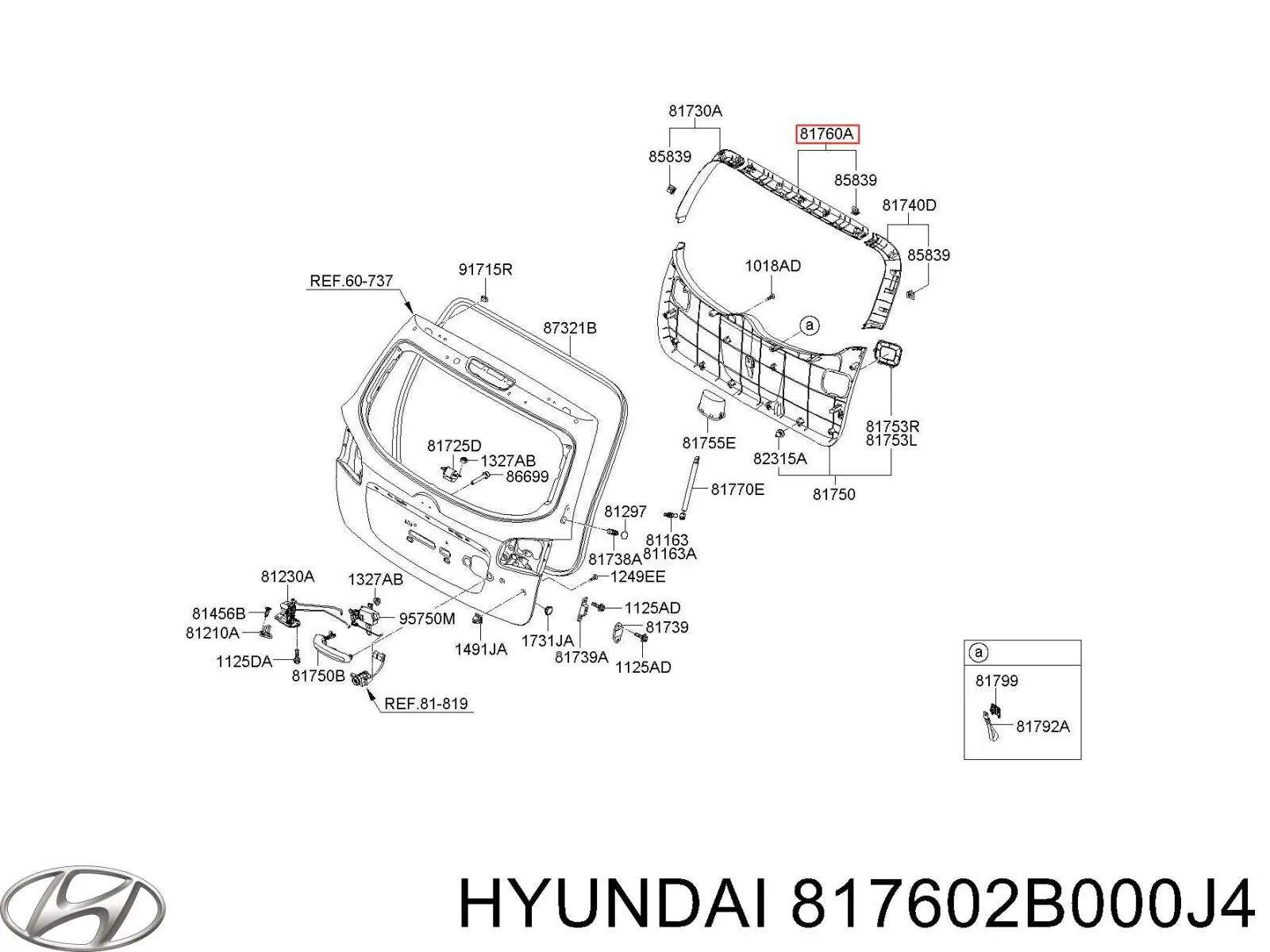 817602B000J4 Hyundai/Kia Пластик пятой двери