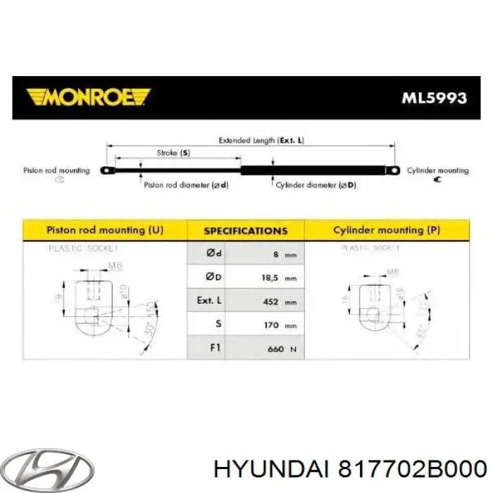 Амортизатор задней двери Hyundai/Kia 817702B000 цена, от 6.28 USD