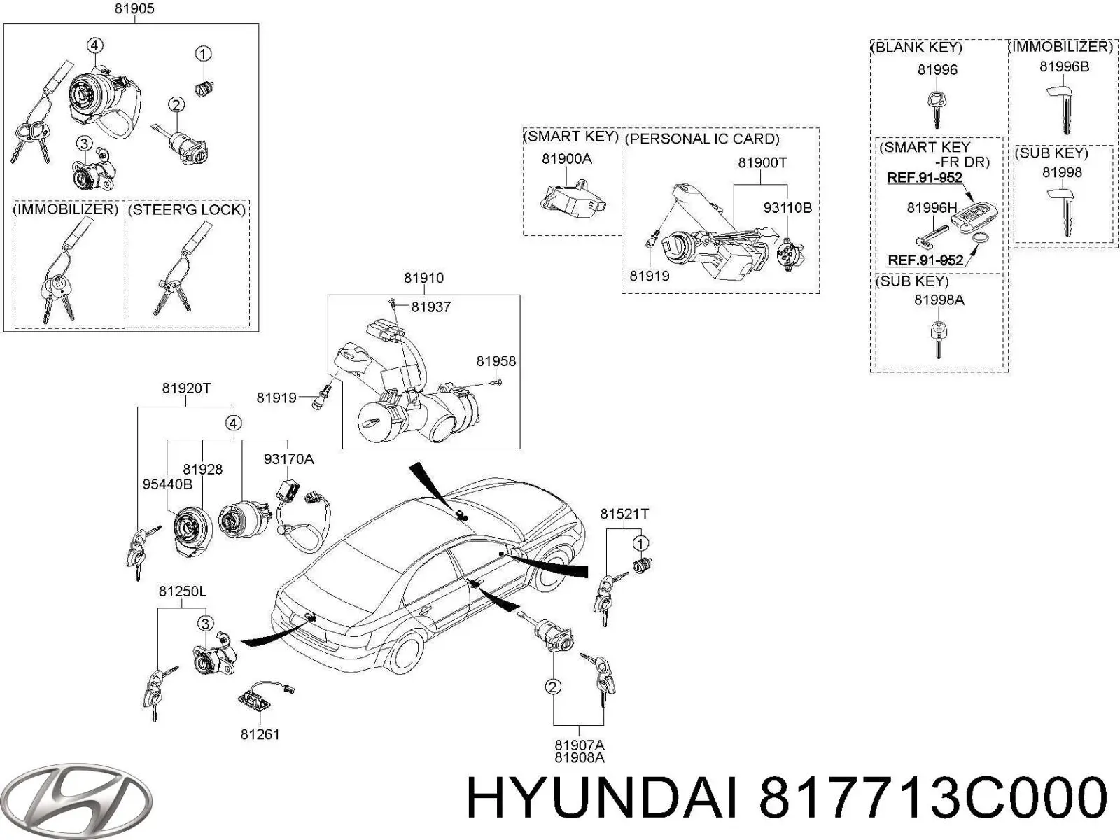 Газовый упор багажника Hyundai/Kia 817713C000
