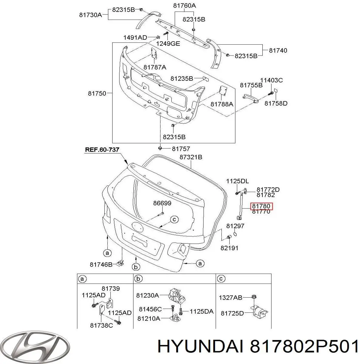 817802P500 Hyundai/Kia Амортизатор крышки багажника