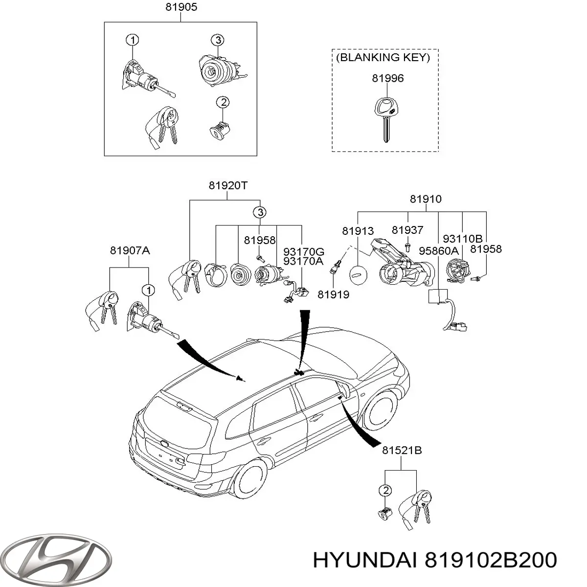 Замок зажигания 819102B200 Hyundai/Kia