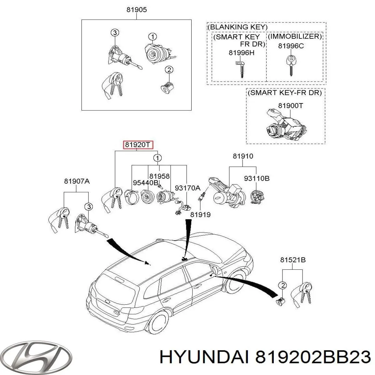 Замок зажигания Hyundai/Kia 819202BB23 цена, от 28.53 USD