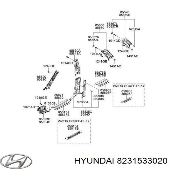 Пистон (клип) крепления обшивки двери Hyundai/Kia 8231533020 цена, от 0.50 USD