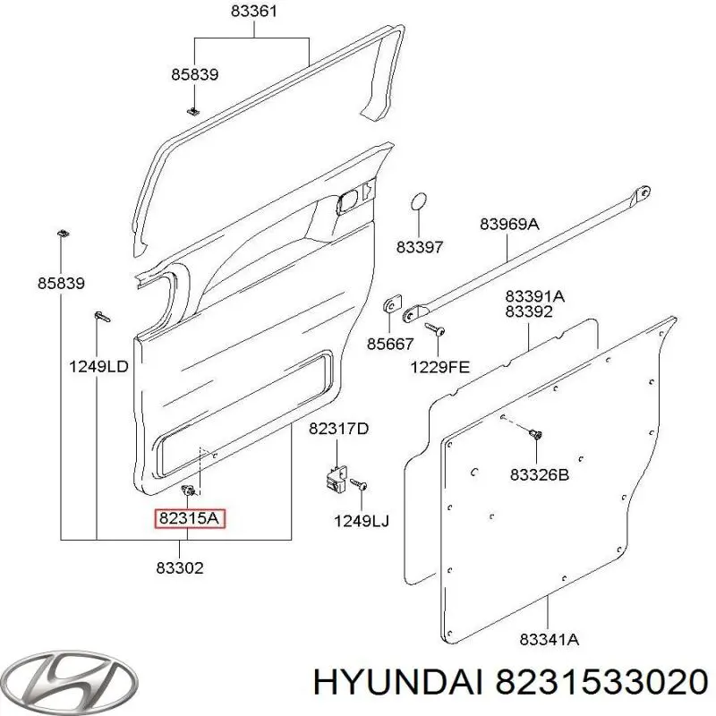 Пистон (клип) крепления обшивки двери Hyundai/Kia 8231533020