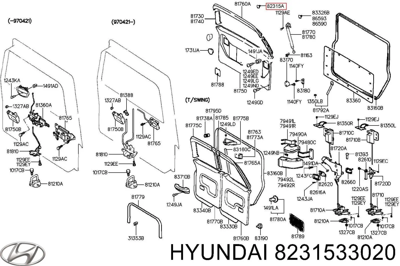 Пистон крепления обшивки двери 8231533020 Hyundai/Kia