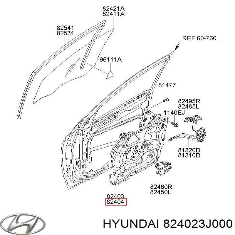 Механизм стеклоподъемника двери передней правой на Hyundai Veracruz 