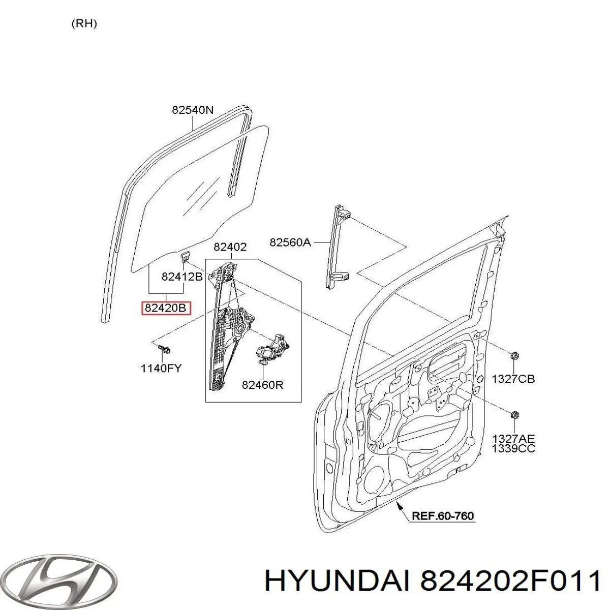 Стекло двери передней правой GS3242D302 XYG