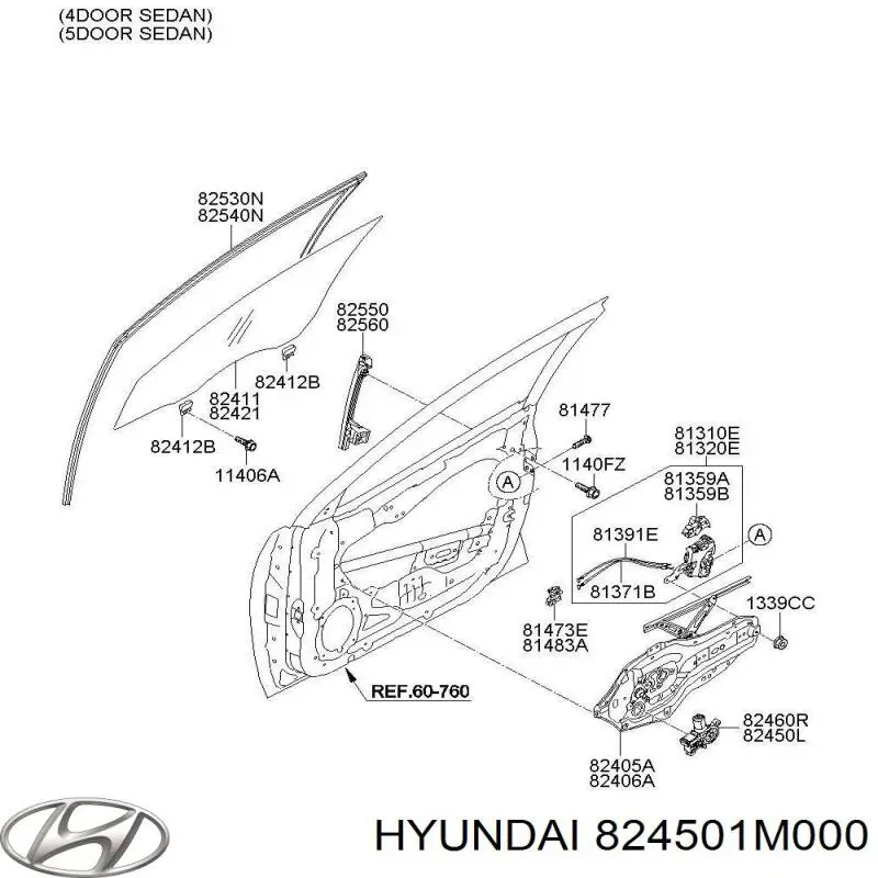 Купить 824501M000 Hyundai/Kia Мотор стеклоподъемника двери передней левой