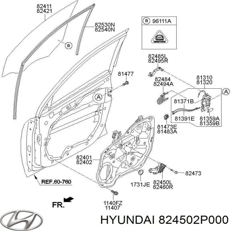 Купить 824502P000 Hyundai/Kia Мотор стеклоподъемника двери передней левой