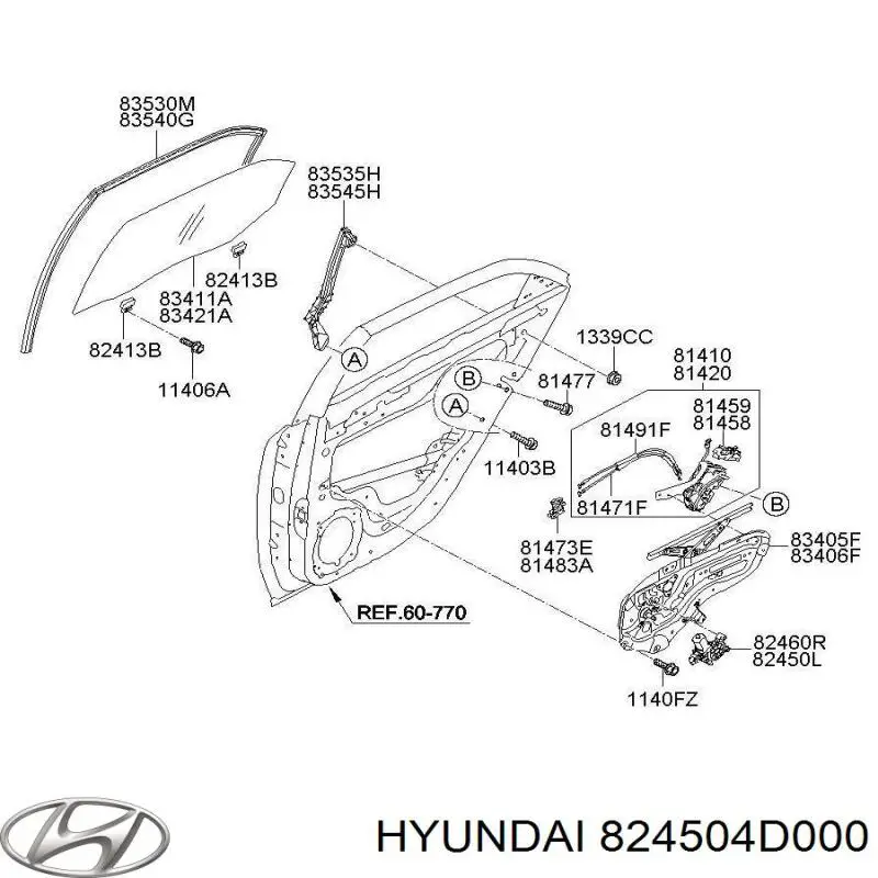 824504D000 Hyundai/Kia мотор стеклоподъемника двери передней левой