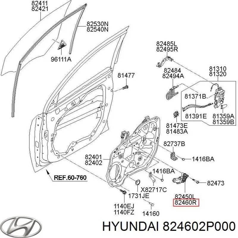 Купить 824602P000 Hyundai/Kia Мотор стеклоподъемника двери передней правой