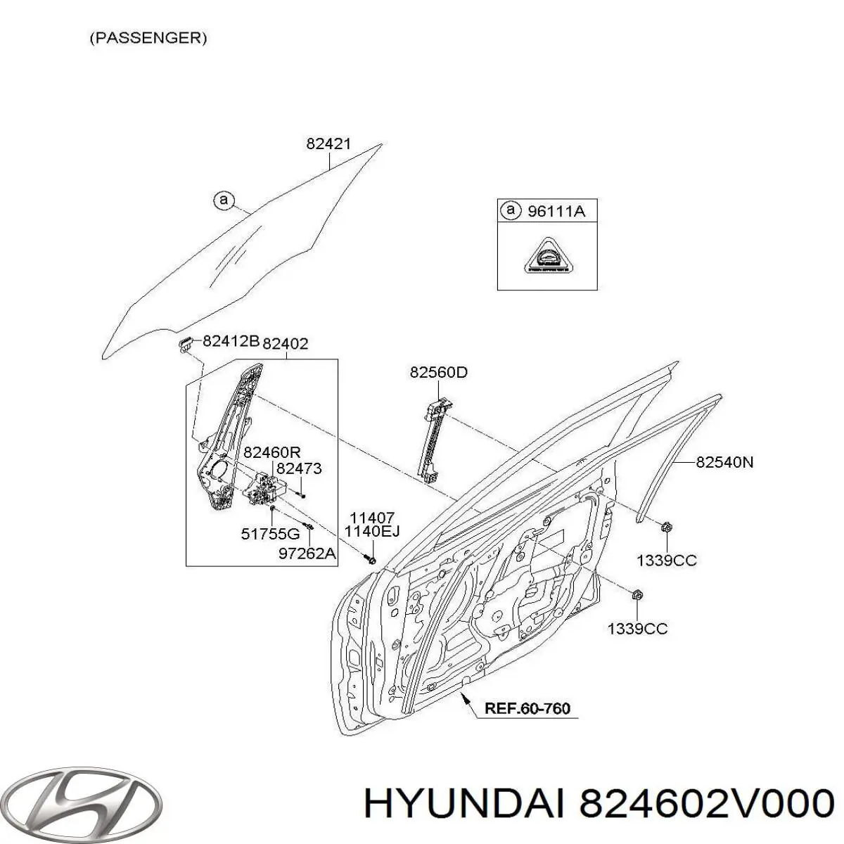 824602V000 Hyundai/Kia Мотор стеклоподъемника двери задней, правой