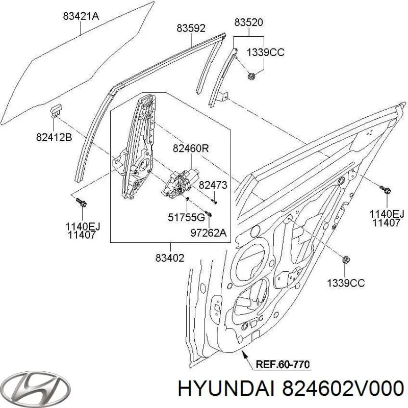 Купить 824602V000 Hyundai/Kia Мотор стеклоподъемника двери задней правой