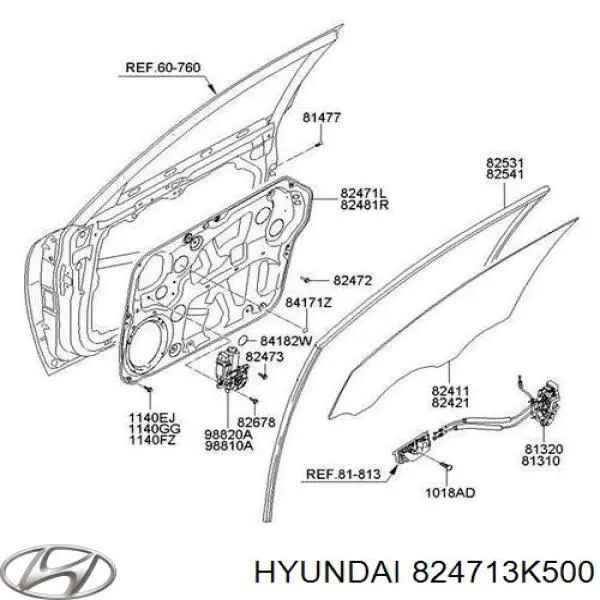 Панель-щека двери передней левой на Hyundai Sonata NF