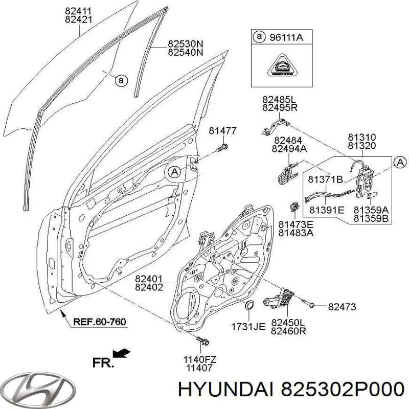 Направляющая стекла рамки двери передней левой Hyundai/Kia 825302P000 цена, от 9.13 USD