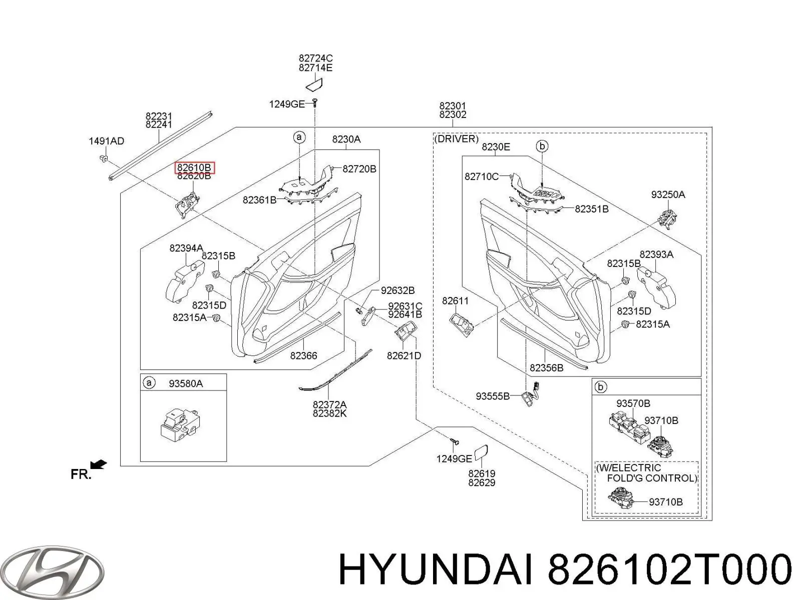 826102T000 Hyundai/Kia Ручка передней двери внутренняя, левая