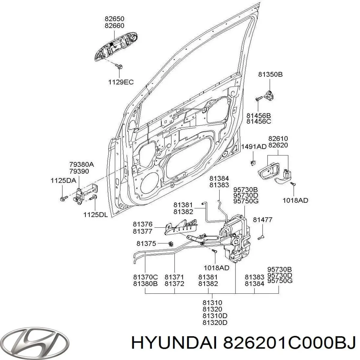 Ручка двери передней внутренняя левая Hyundai/Kia 826201C000BJ цена, от 3.95 USD