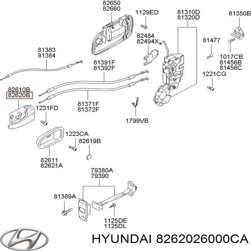 8262026000CA Hyundai/Kia Ручка двери передней внутренняя правая