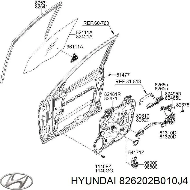 Купить 826202B010J4 Hyundai/Kia Ручка подлокотника двери передней внутренняя правая