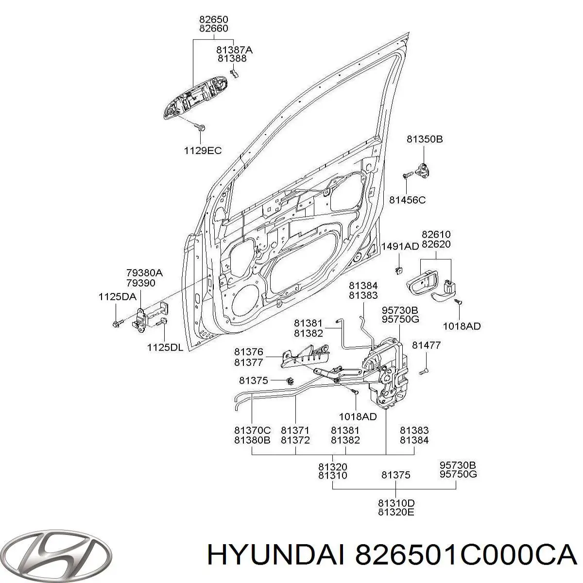 Ручка двери передней наружная левая Hyundai/Kia 826501C000CA цена, от 5.65 USD
