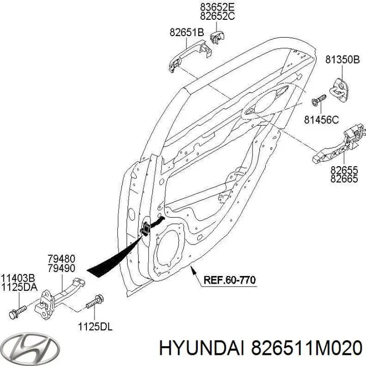 826511M020 Hyundai/Kia Ручка двери передней наружная