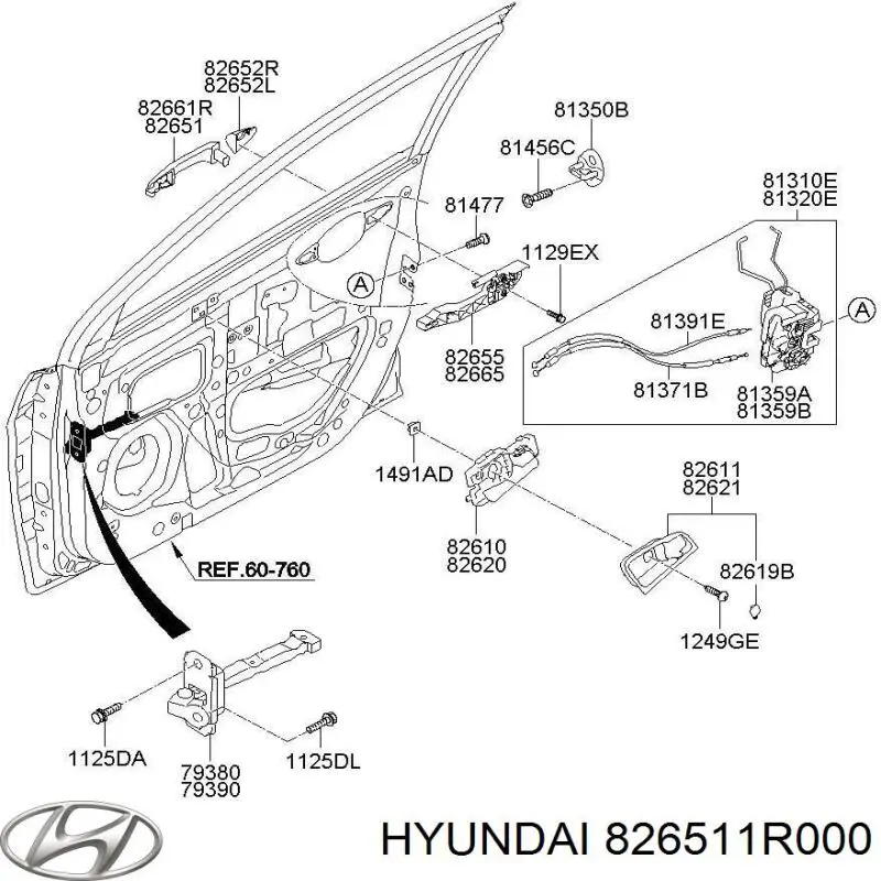 Maçaneta dianteira esquerda externa da porta para Hyundai Accent (SB)