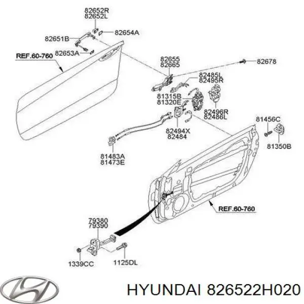 Крышка ручки наружной двери передней правой 826522H020 Hyundai/Kia