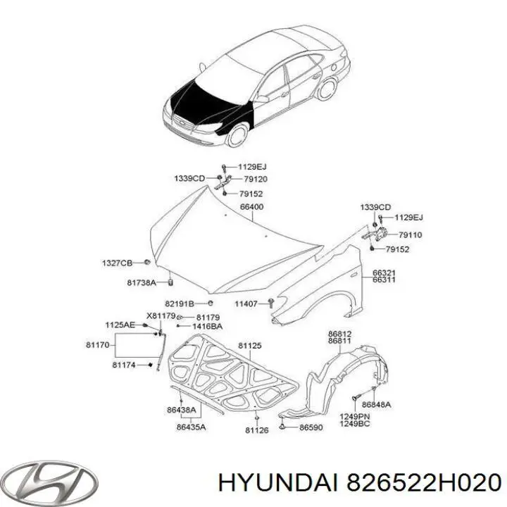 Крышка ручки наружной двери передней правой Hyundai/Kia 826522H020