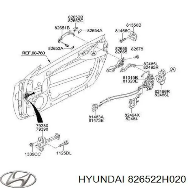 826522H020 Hyundai/Kia Крышка ручки двери наружной, передней правой