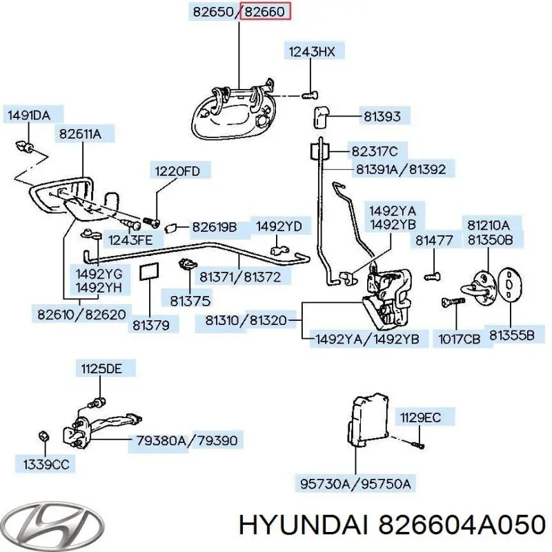 Купить 826604A050 Hyundai/Kia Ручка двери передней наружная правая