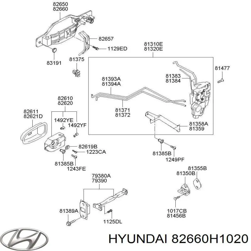 Ручка двери передней наружная правая Hyundai/Kia 82660H1020 цена, от 16.38 USD