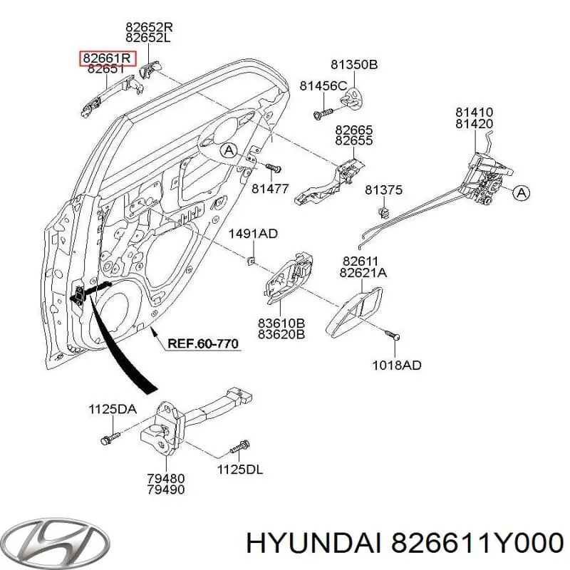 826611Y000 Hyundai/Kia Ручка передней двери наружная, правая