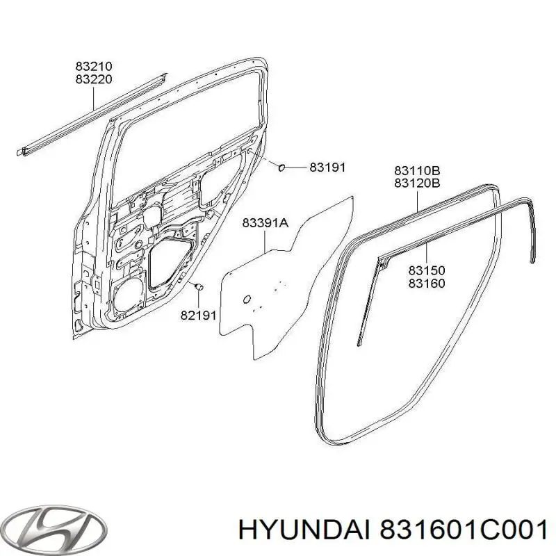 Уплотнитель двери задней правой (на двери) Hyundai/Kia 831601C000 цена, от  USD