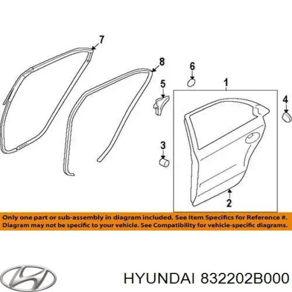 Уплотнитель стекла двери задней правой внешний (планка) Hyundai/Kia 832202B000 цена, от 6.35 USD