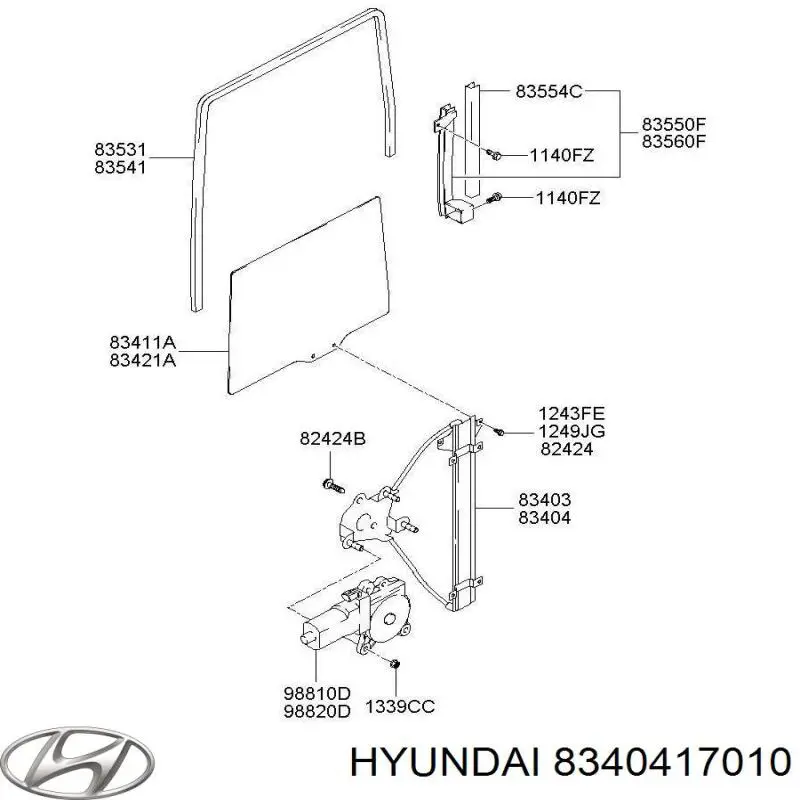 Купить 8340417010 Hyundai/Kia Механизм стеклоподъемника двери задней правой