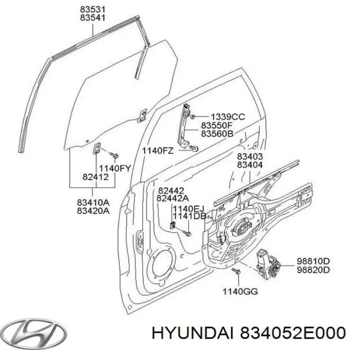 Mecanismo de acionamento de vidro da porta traseira esquerda para Hyundai Tucson (JM)