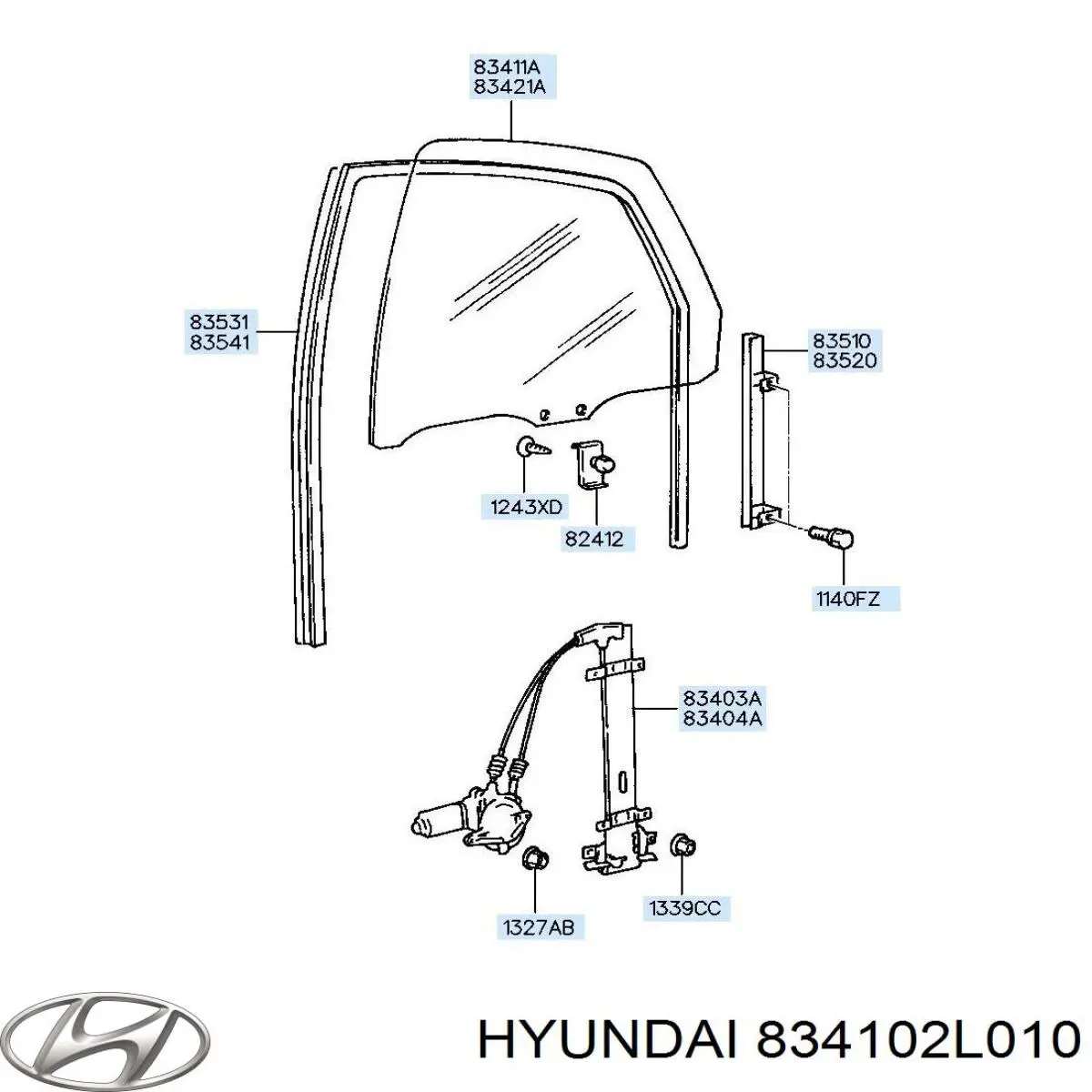 Стекло задней двери, левой Hyundai/Kia 834102L010 цена, от 10.14 USD