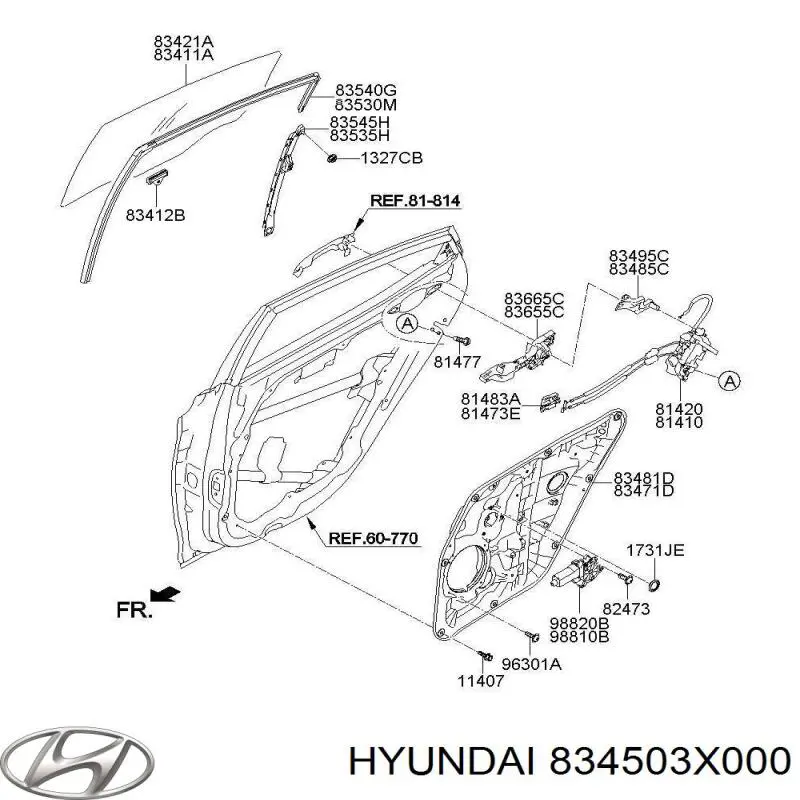 834503X000 Hyundai/Kia motor de acionamento de vidro da porta traseira esquerda