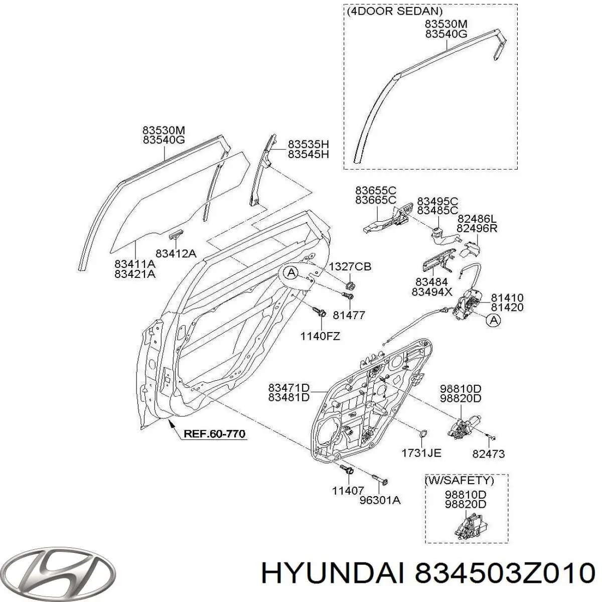 834503Z010 Hyundai/Kia мотор стеклоподъемника двери задней левой