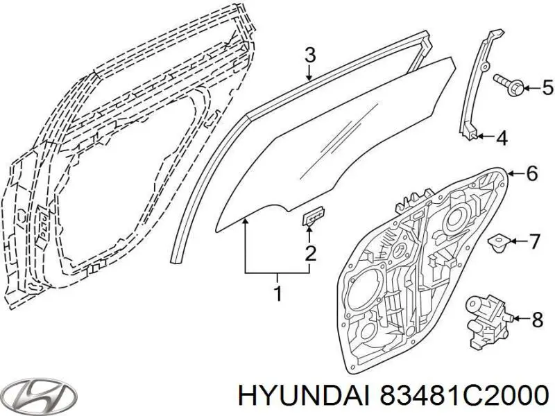 Механизм стеклоподъемника двери задней, правой Hyundai/Kia 83481C2000 цена, от 10.16 USD
