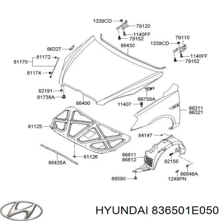 Ручка двери задней наружная левая Hyundai/Kia 836501E050 цена, от 17.18 USD