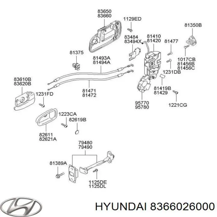8366026000 Hyundai/Kia ручка двери задней наружная правая