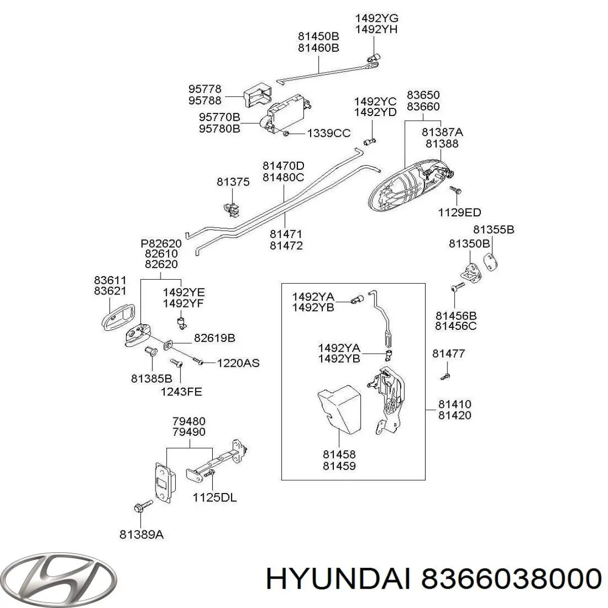 Ручка двери задней наружная правая на Hyundai Sonata EF