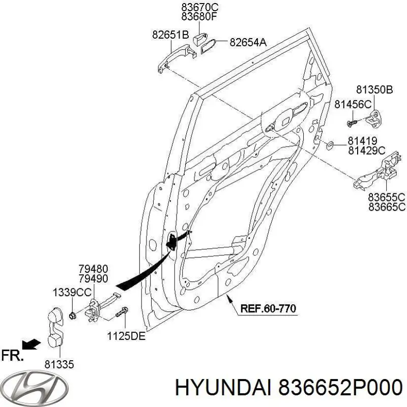 Купить 836652P000 Hyundai/Kia Держатель наружной ручки двери задней правой