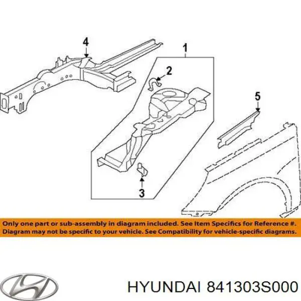 841303S000 Hyundai/Kia compactador do pára-lama
