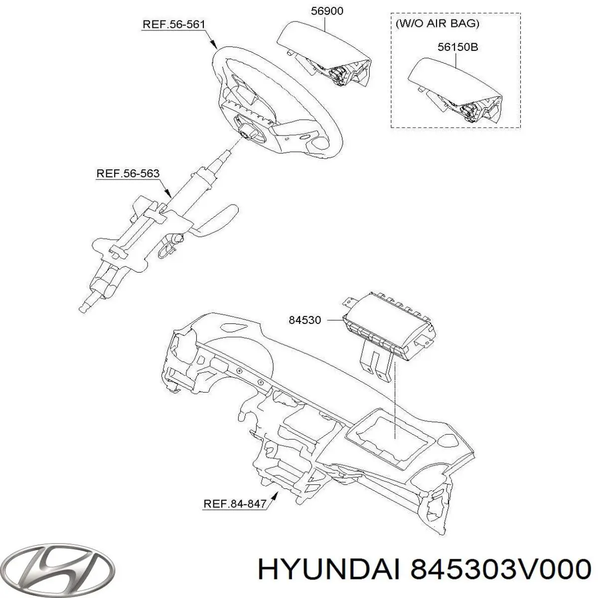 Купить 845303V000 Hyundai/Kia Подушка безопасности пассажира